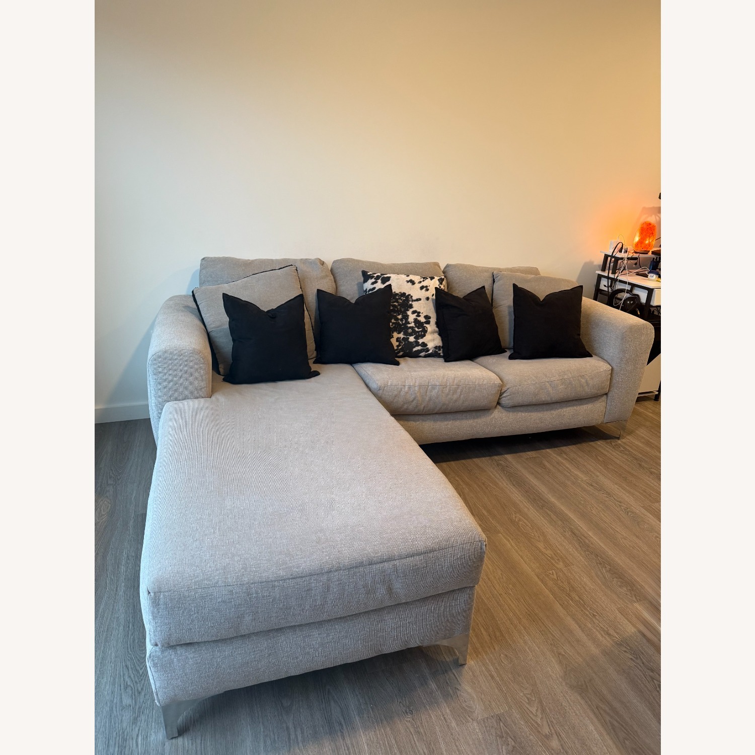 2-Piece Grey Sectional Sofa with Chaise - image-1
