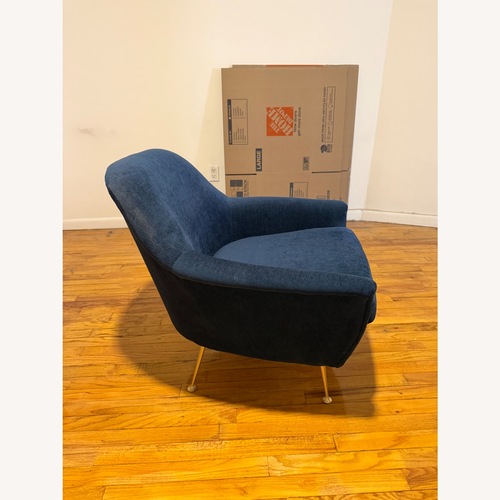 Used West Elm Phoebe Chair Ink Blue Velvet for sale on AptDeco