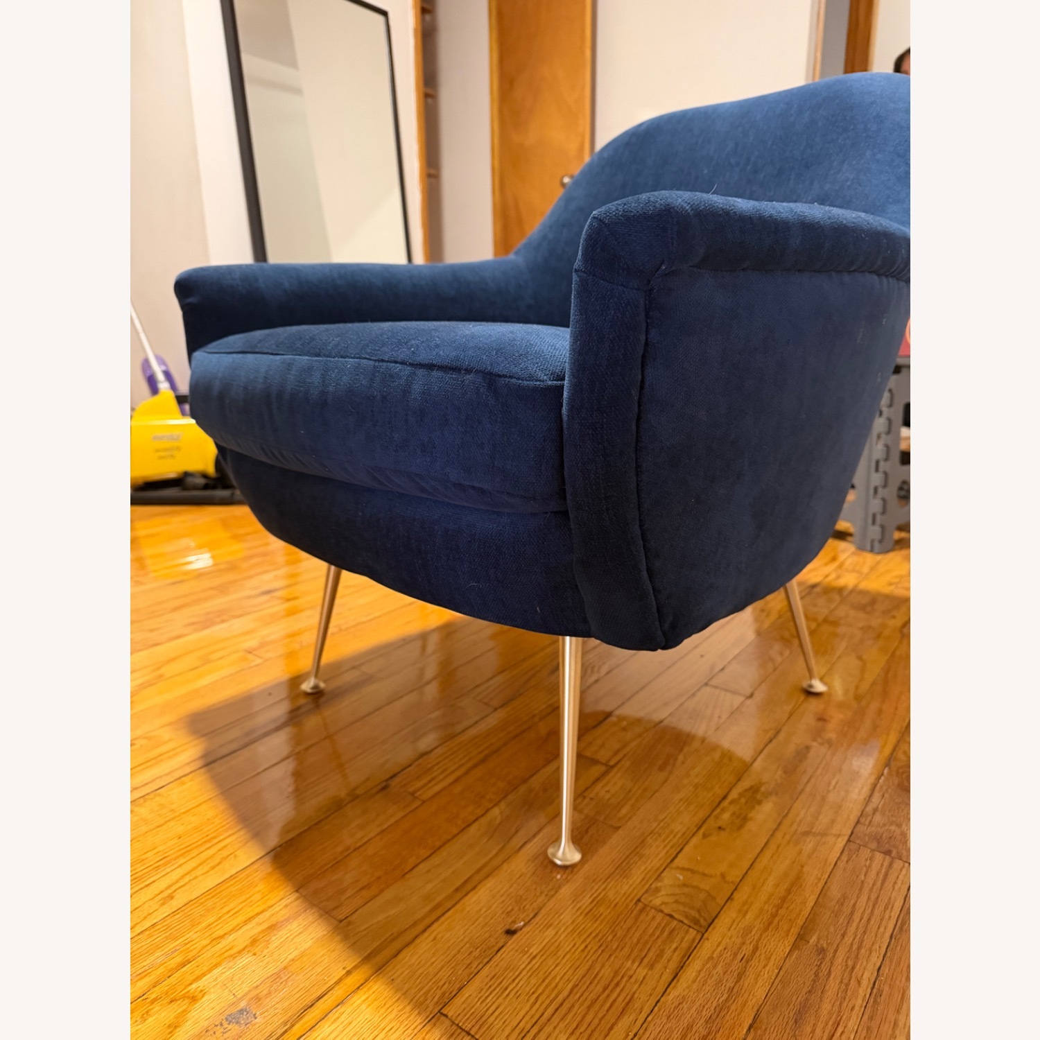 West Elm Phoebe Chair Ink Blue Velvet - image-3