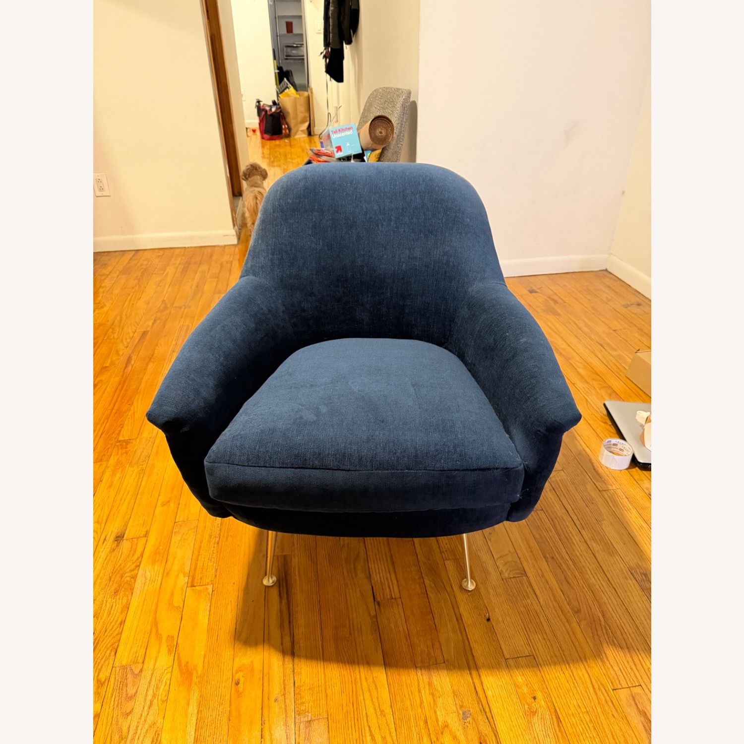West Elm Phoebe Chair Ink Blue Velvet - image-4