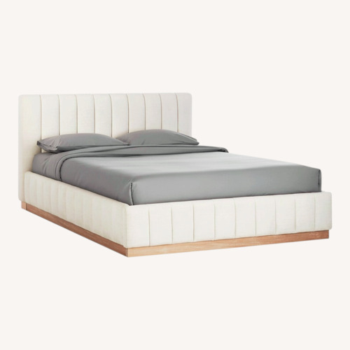 Used CB2 Forte White Linen Queen Bed for sale on AptDeco