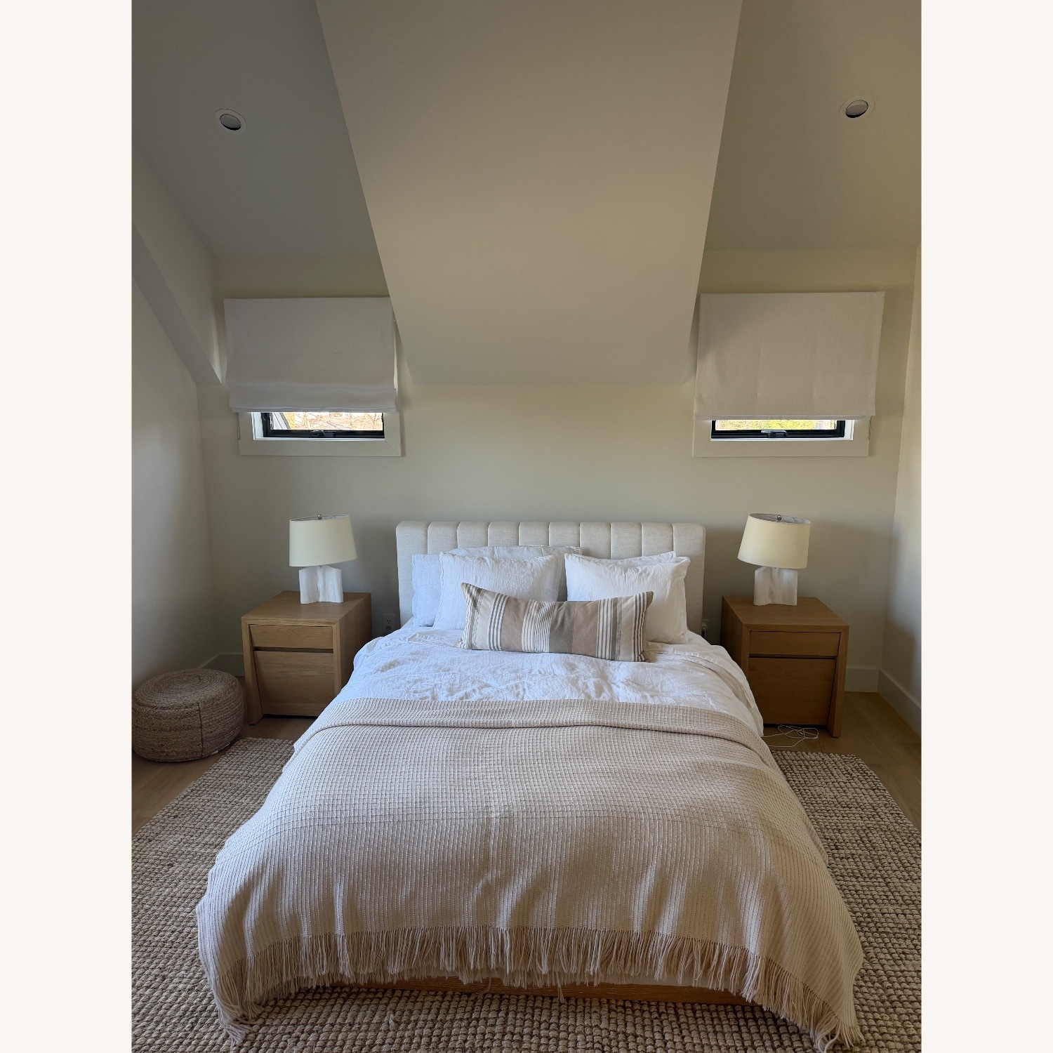 CB2 Forte White Linen Queen Bed - image-1