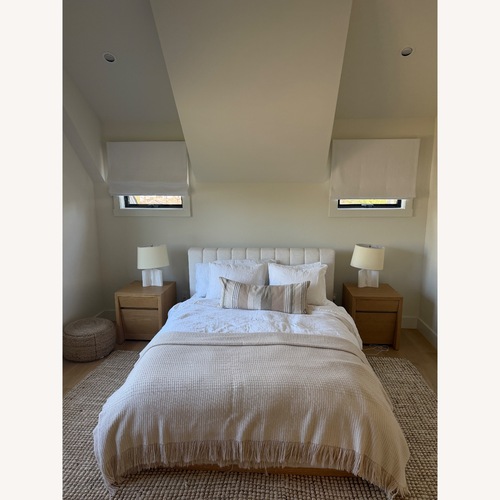 Used CB2 Forte White Linen Queen Bed for sale on AptDeco