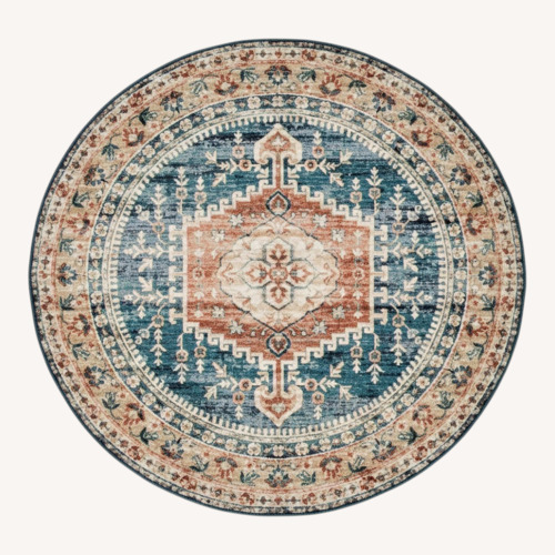 Used Rugs USA Barbed Mast Medallion Blue Round Rug for sale on AptDeco