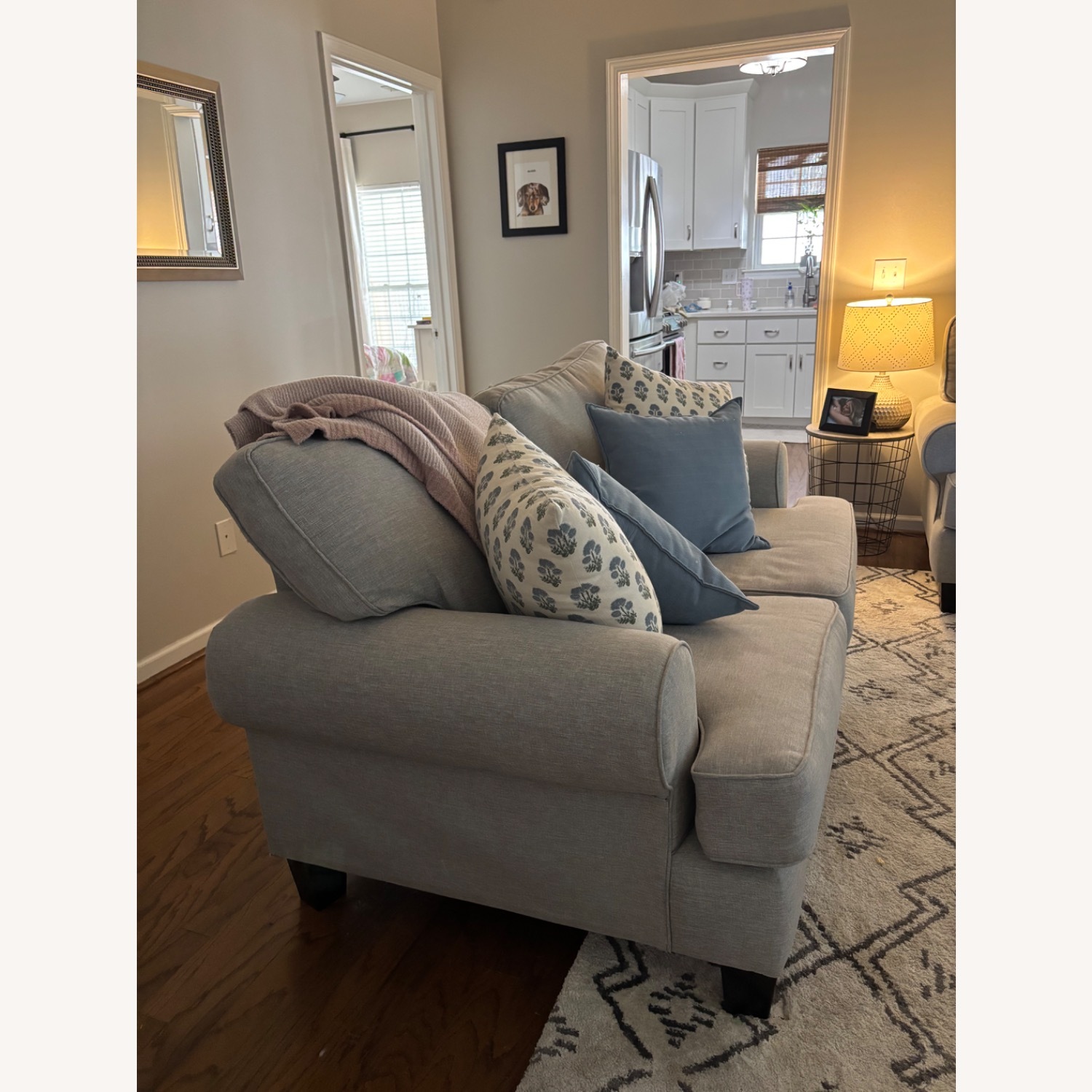 Light Gray Fabric 2 Seater Sofa - image-3