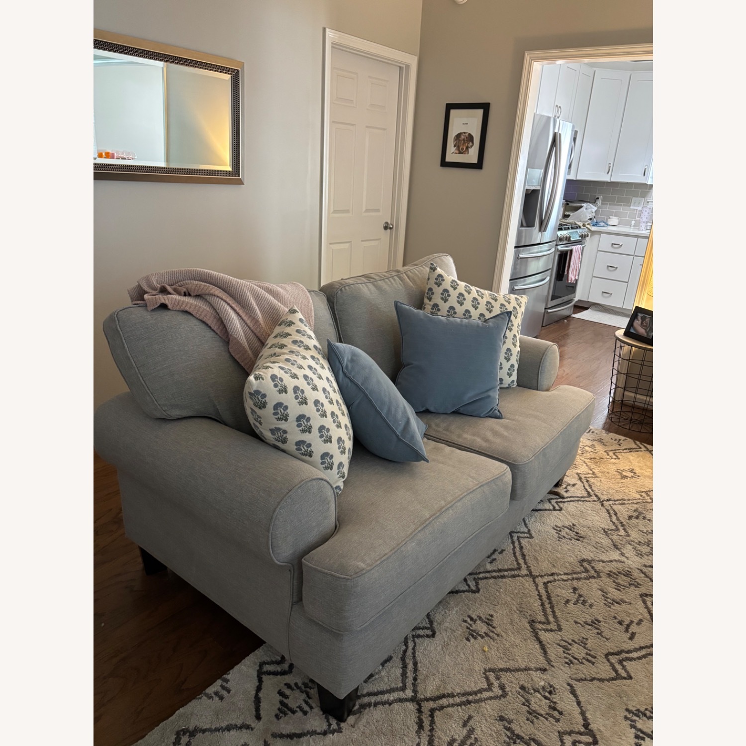 Light Gray Fabric 2 Seater Sofa - image-2