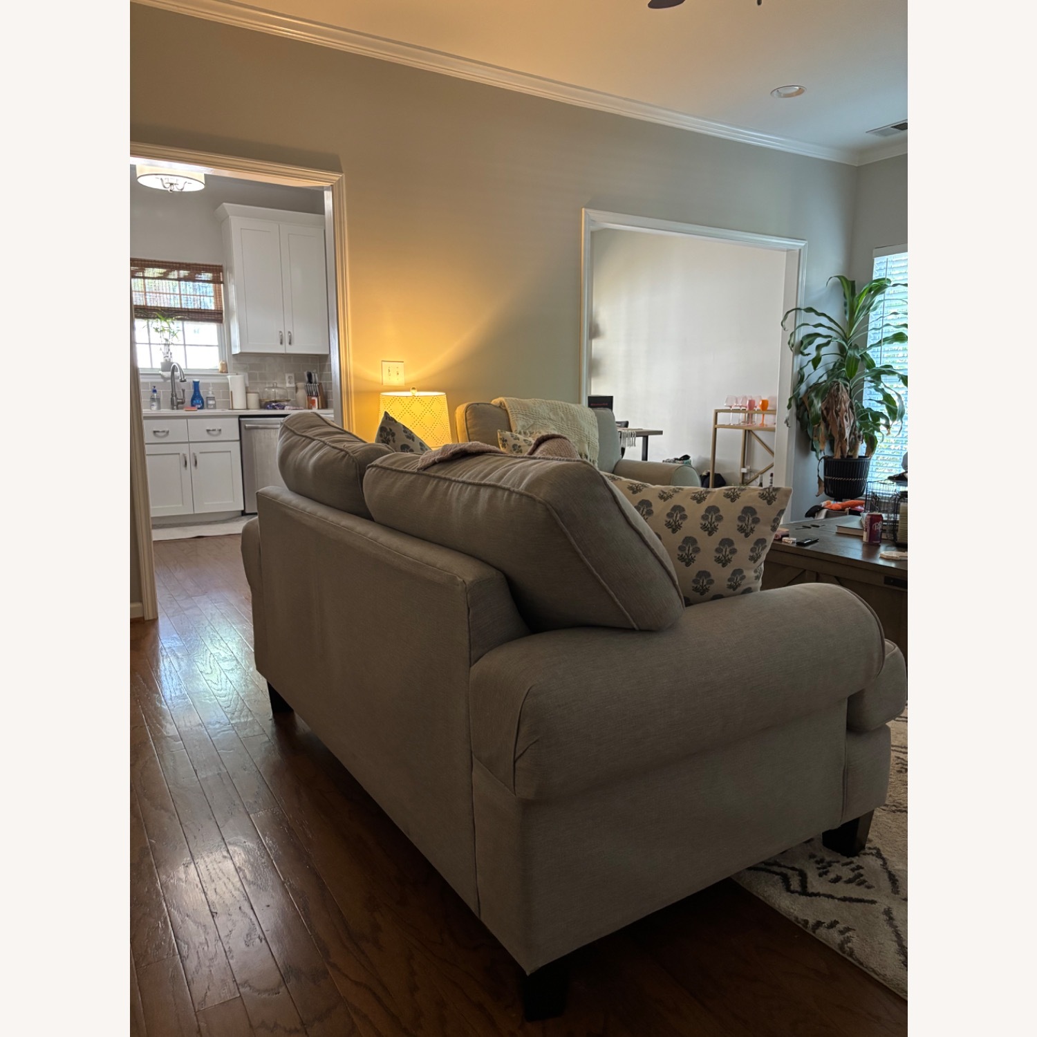 Light Gray Fabric 2 Seater Sofa - image-4