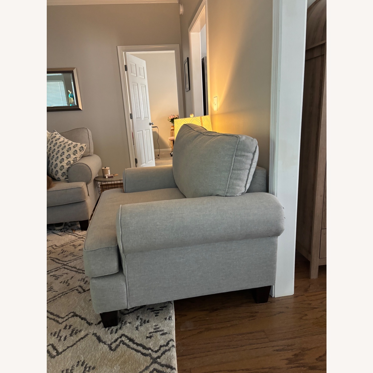 Light Gray Fabric Armchair - image-3
