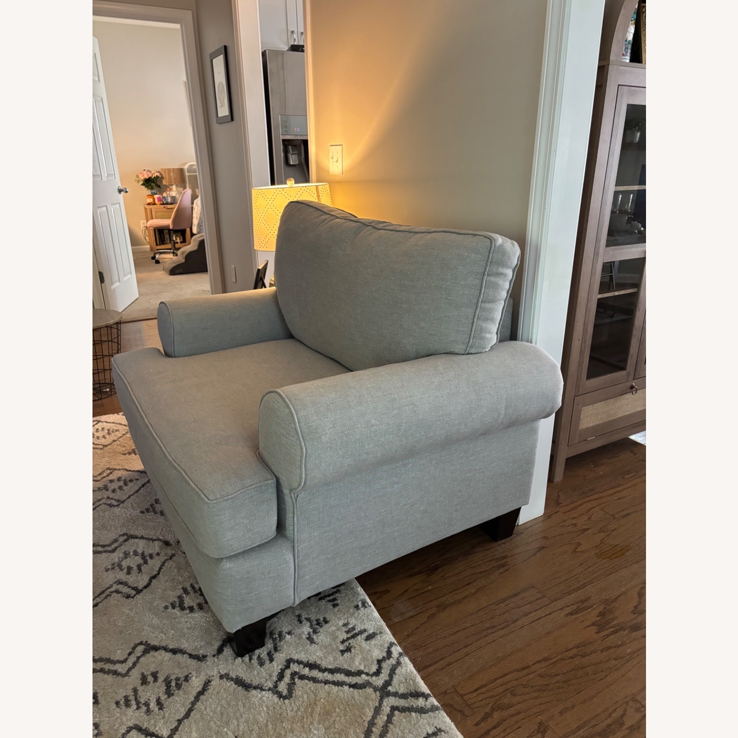 Light Gray Fabric Armchair - image-2