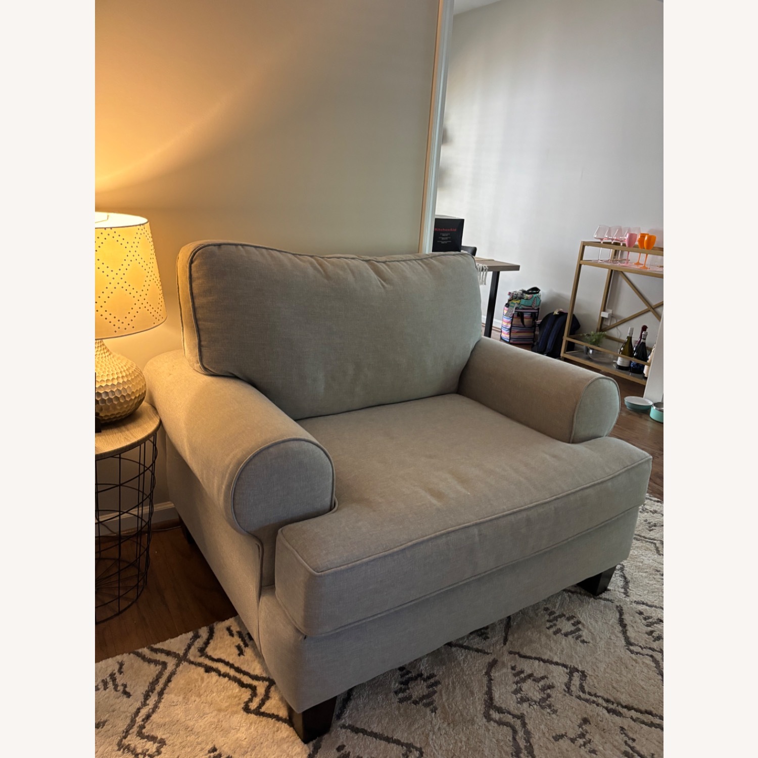Light Gray Fabric Armchair - image-4