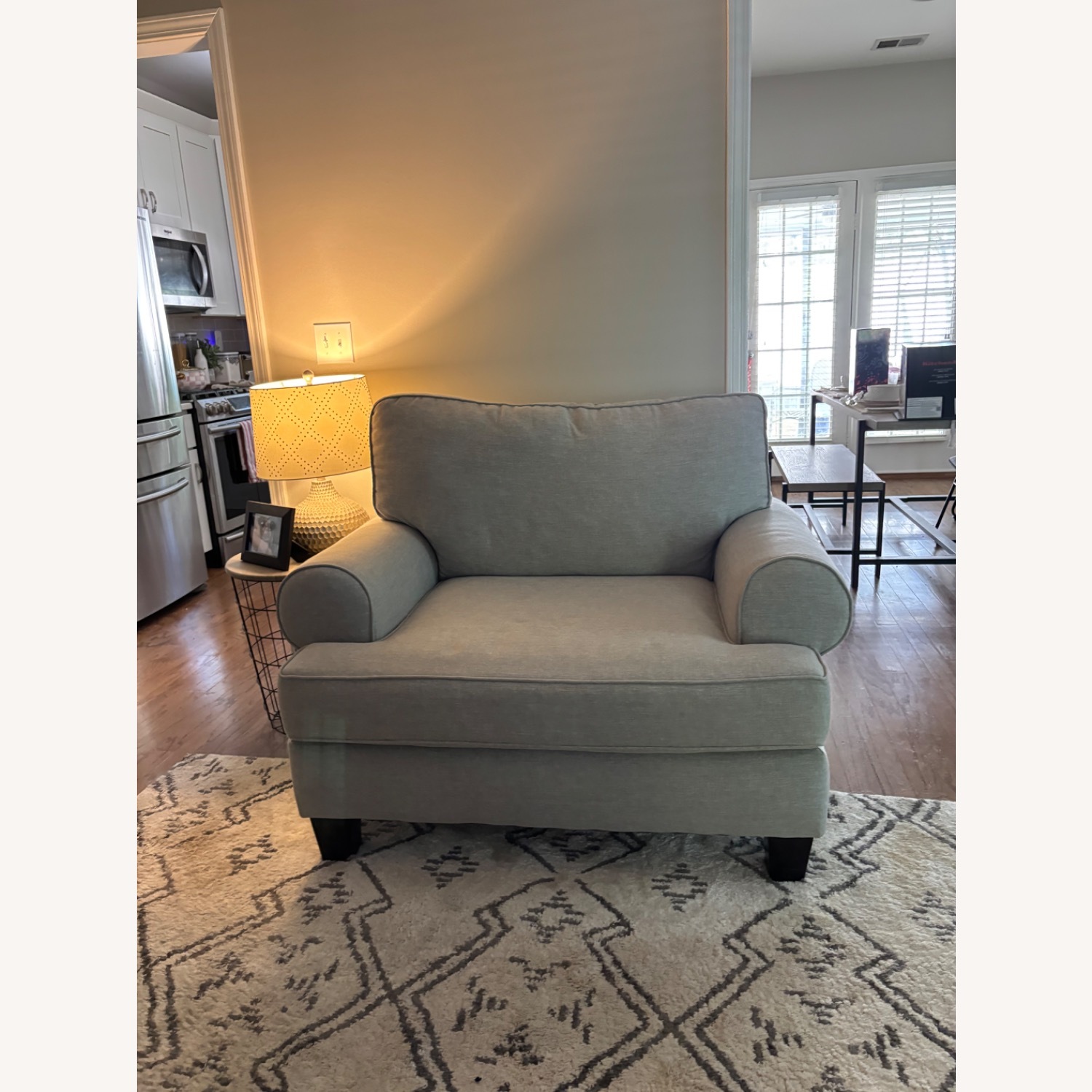 Light Gray Fabric Armchair - image-1