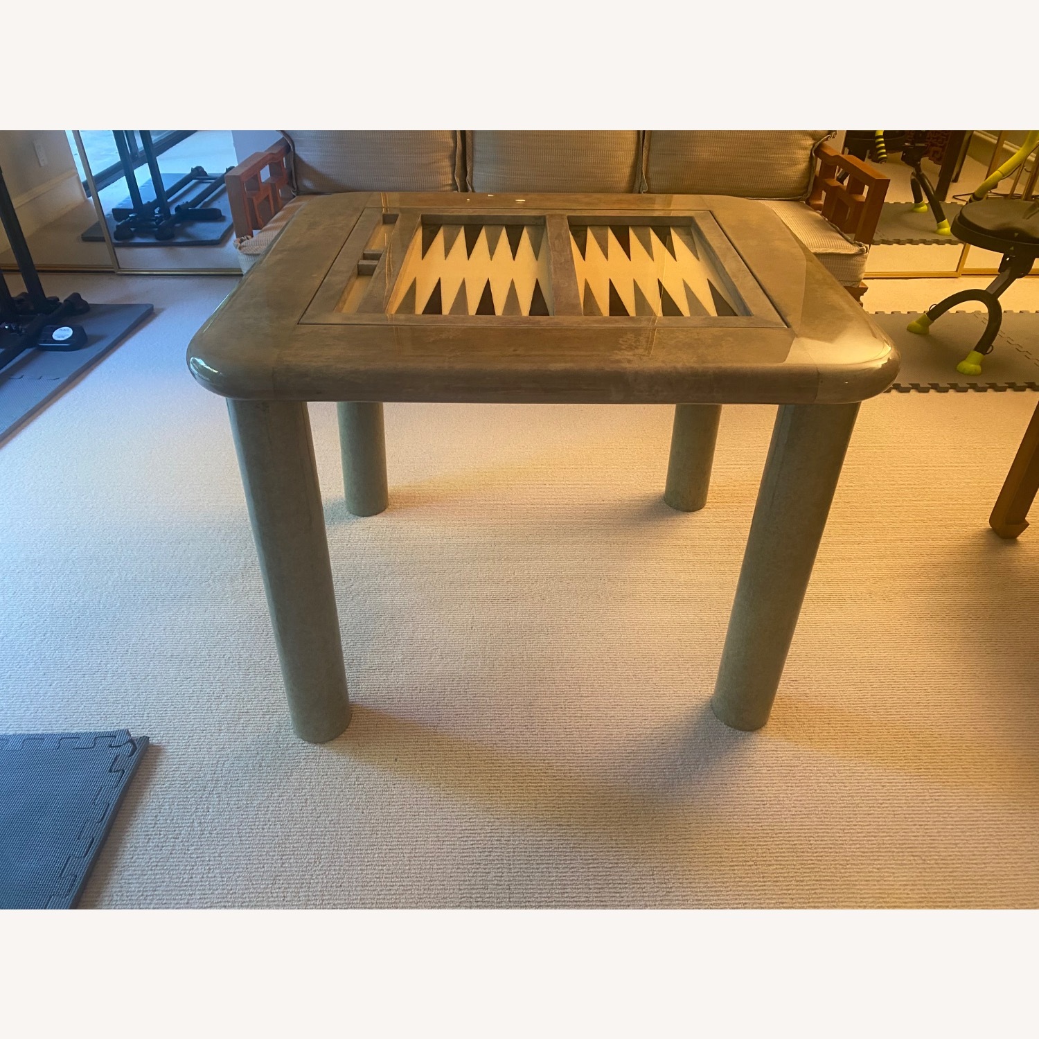 Light Gray Backgammon/Card Table - image-7