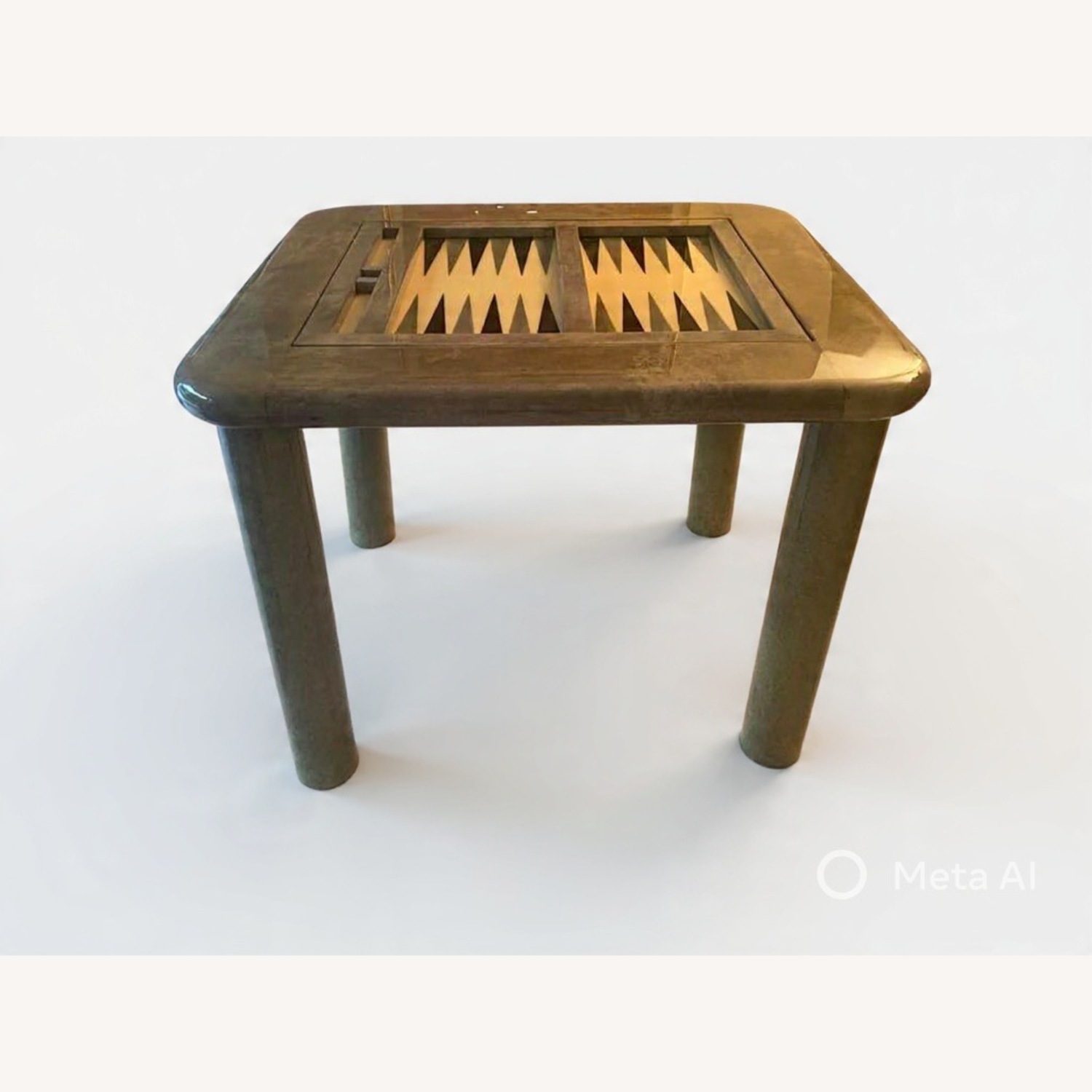 Light Gray Backgammon/Card Table - image-3
