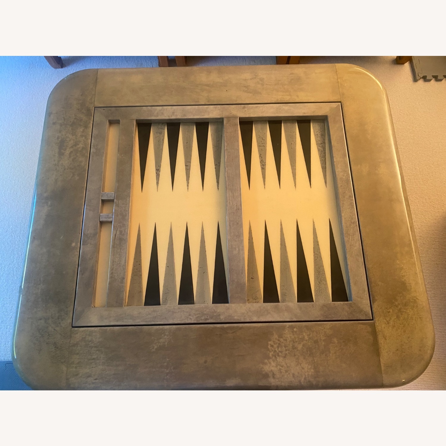 Light Gray Backgammon/Card Table - image-5