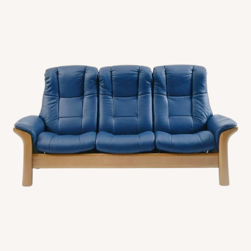 Used Ekornes Stressless Blue Leather 3+ Seater Sofa for sale on AptDeco