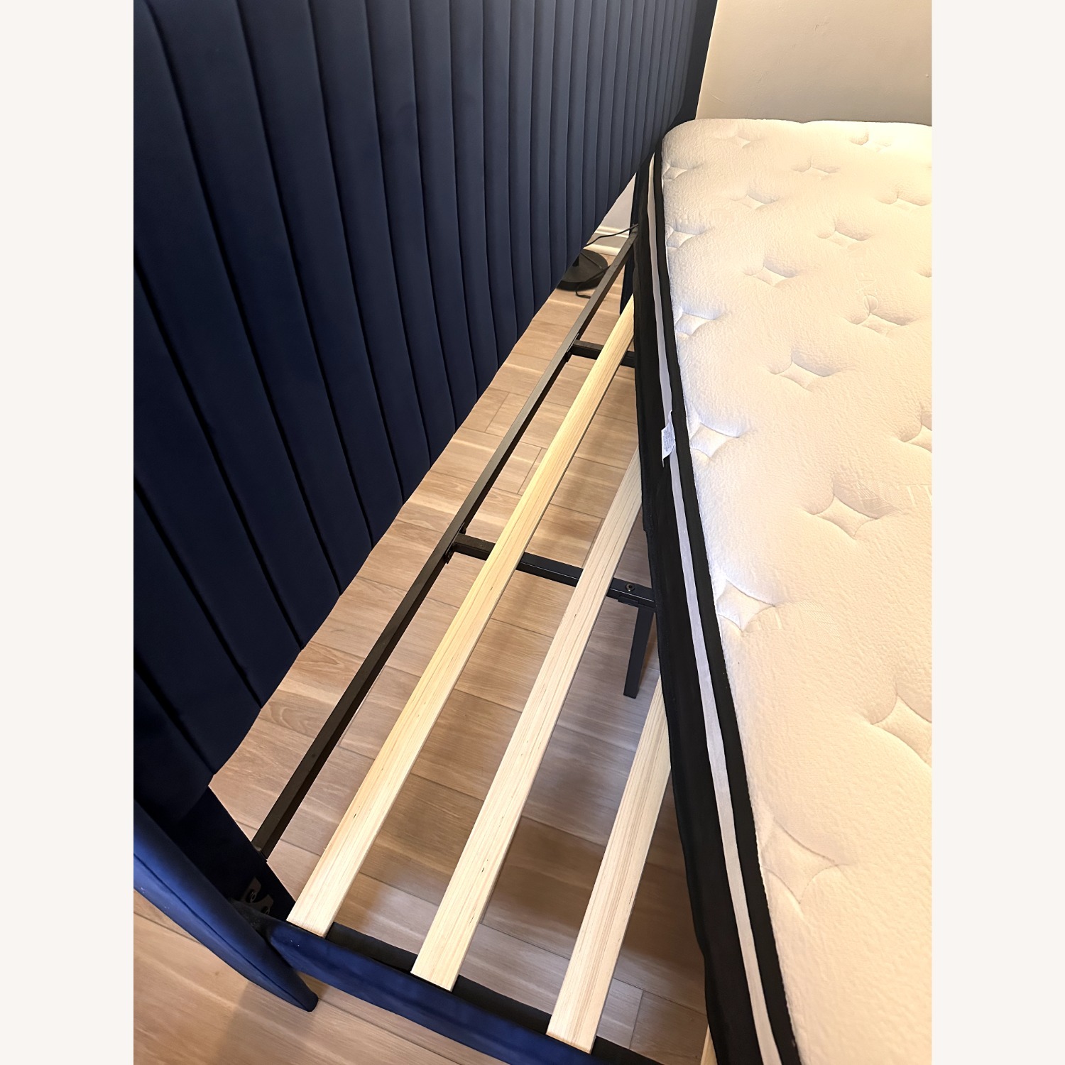 Blue Velvet King Bed - image-3