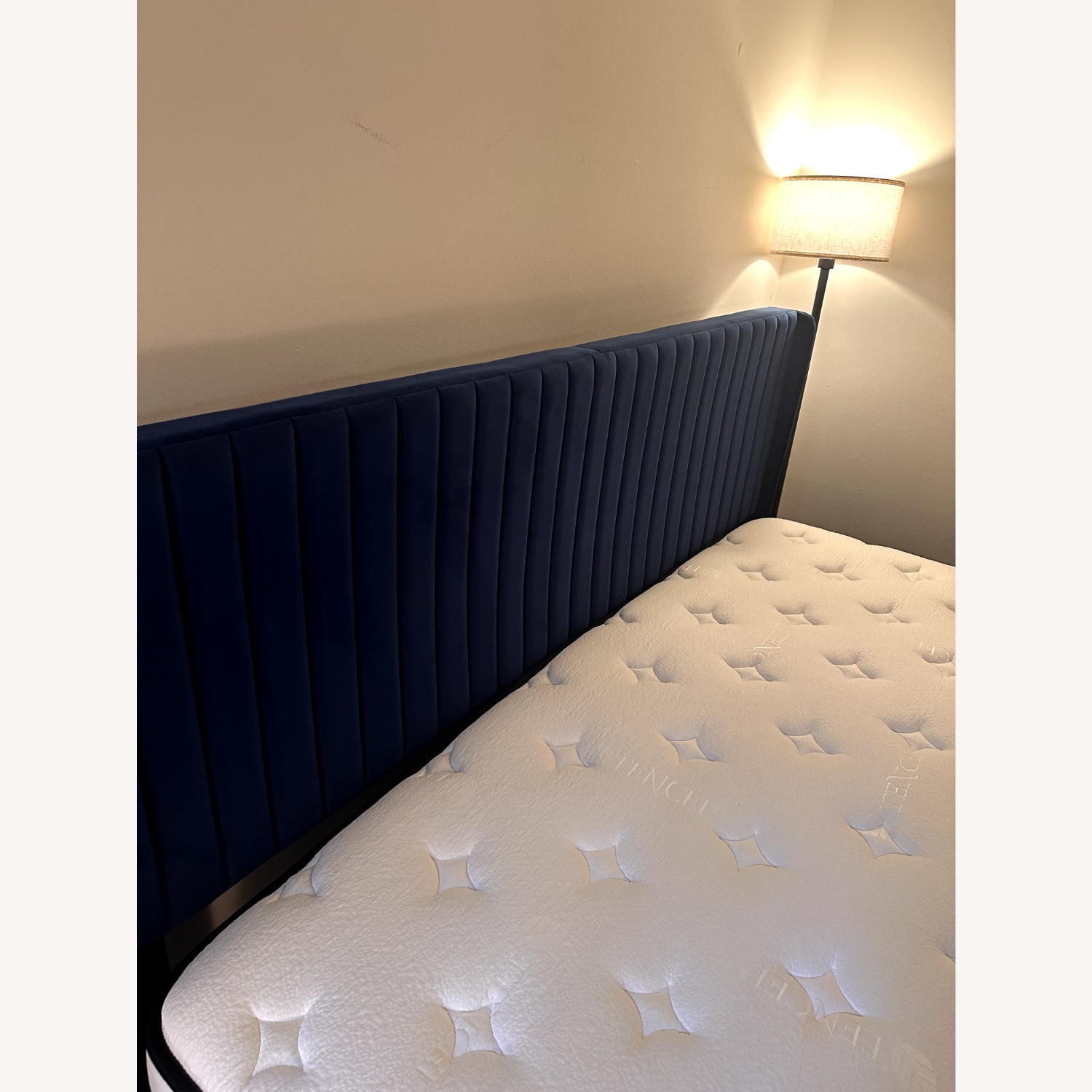 Blue Velvet King Bed - image-8