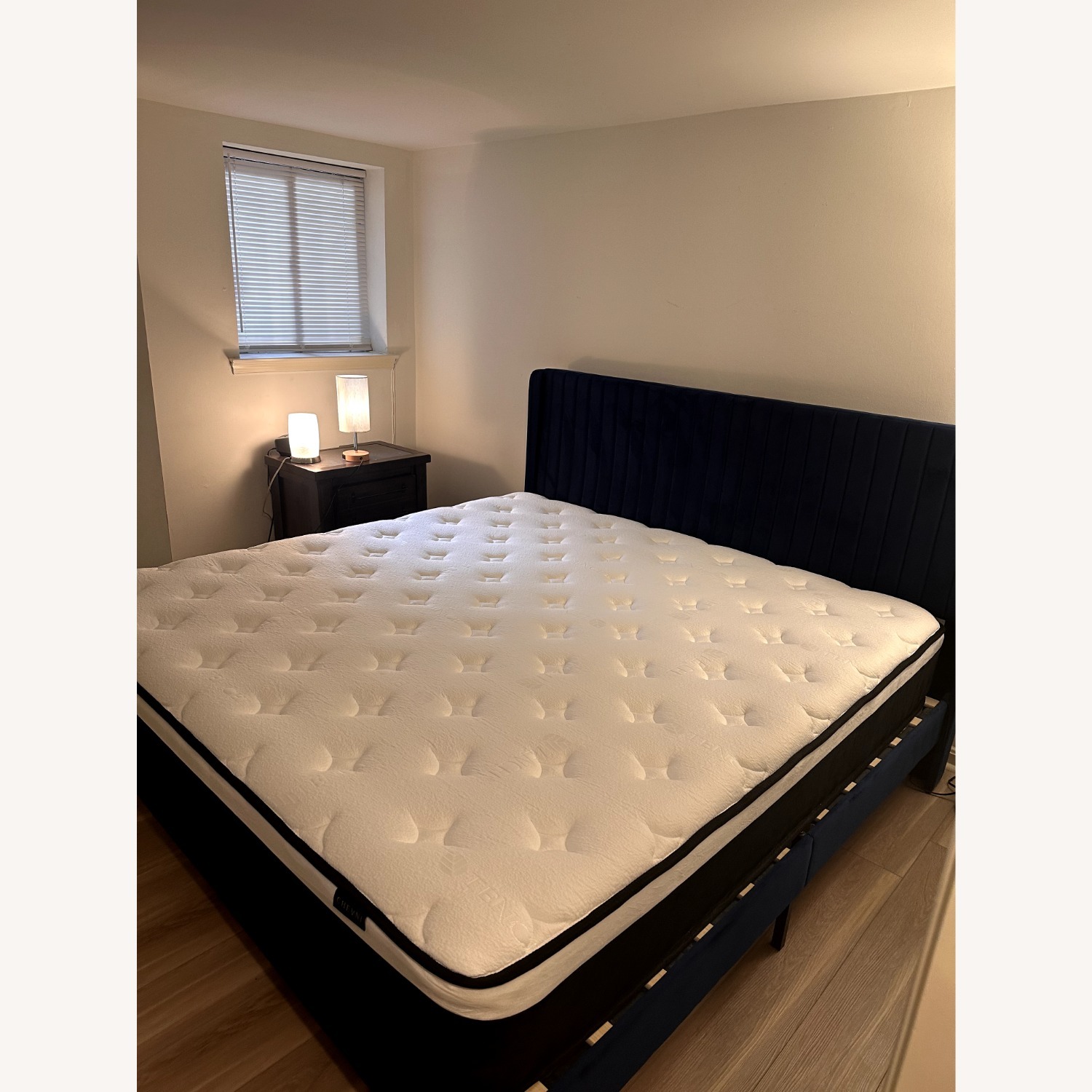 Blue Velvet King Bed - image-7