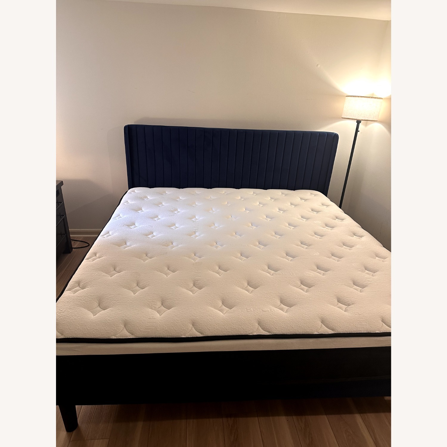 Blue Velvet King Bed - image-9