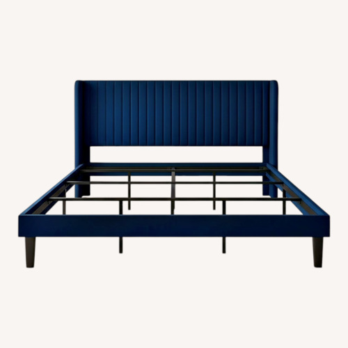 Used Blue Velvet King Bed for sale on AptDeco