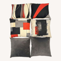 Throw Pillows; Abstract-Gray-Red-Cream