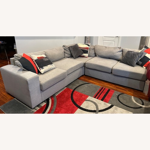 Used Throw Pillows; Abstract-Gray-Red-Cream for sale on AptDeco