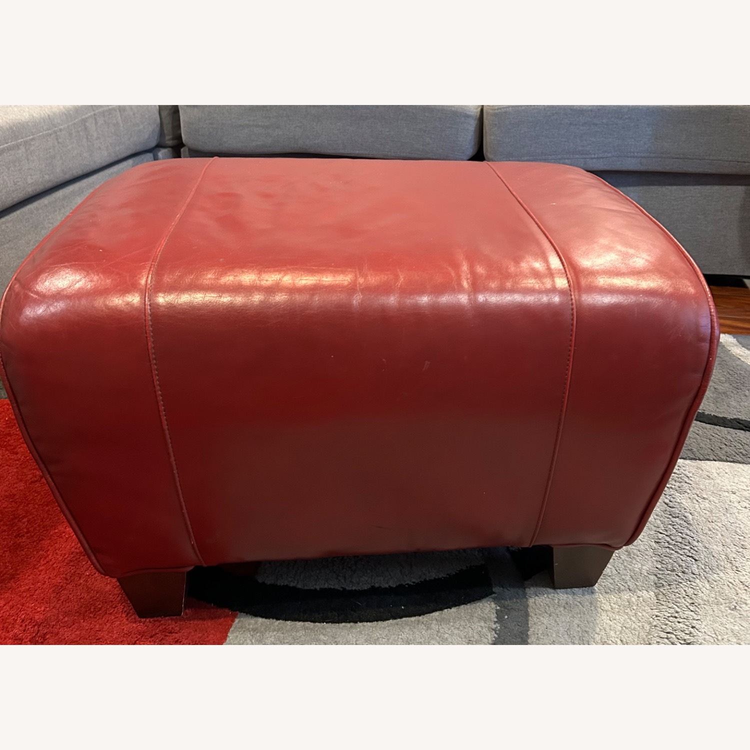 Pottery Barn Red Leather Chair & Ottoman - image-3