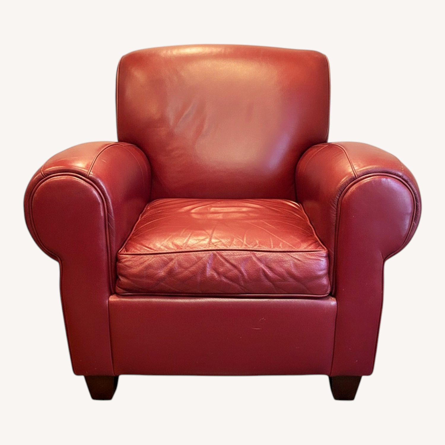 Pottery Barn Red Leather Chair & Ottoman - image-0