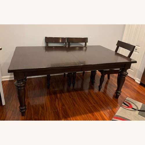 Used Pottery Barn Mahogany Dining Table, Chairs for sale on AptDeco