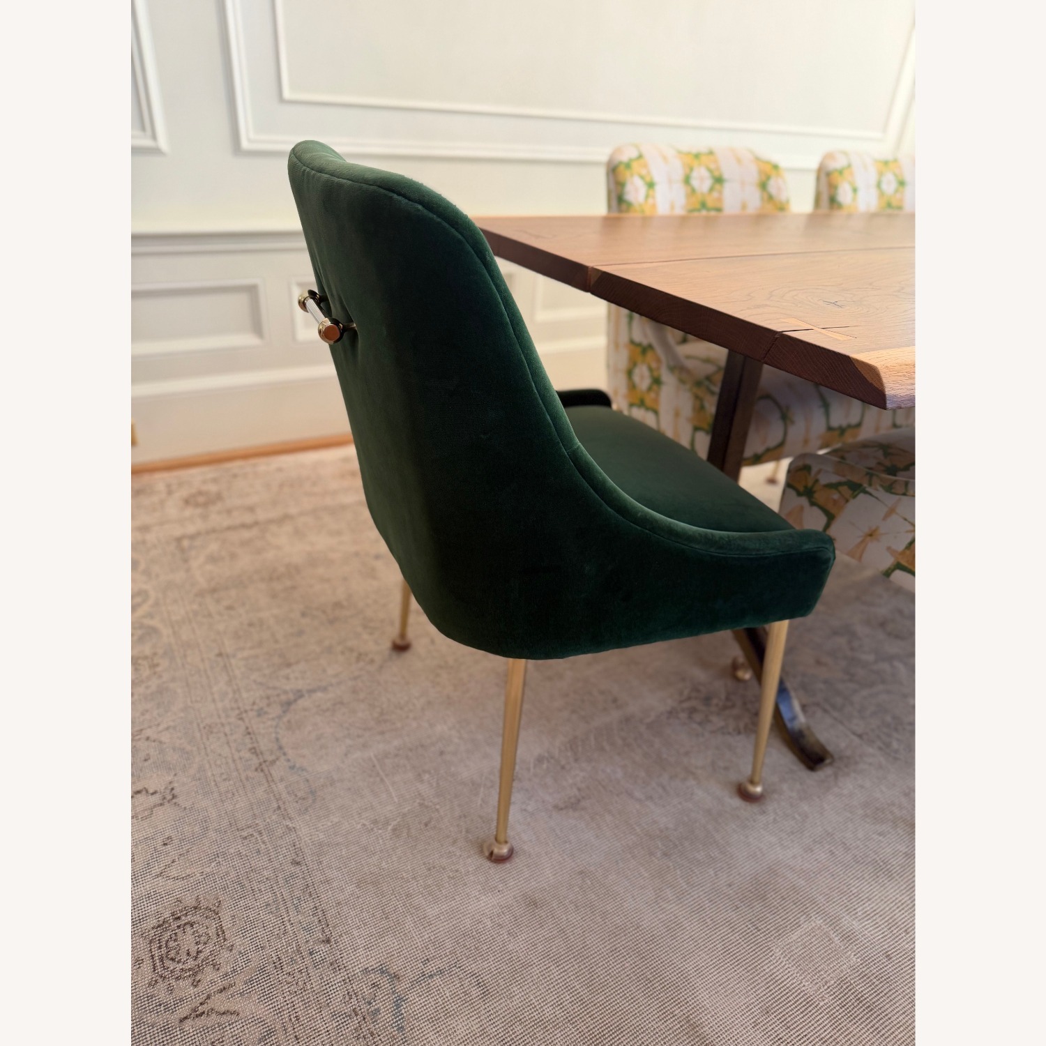 Anthropologie Green Velvet Dining Chairs - image-2