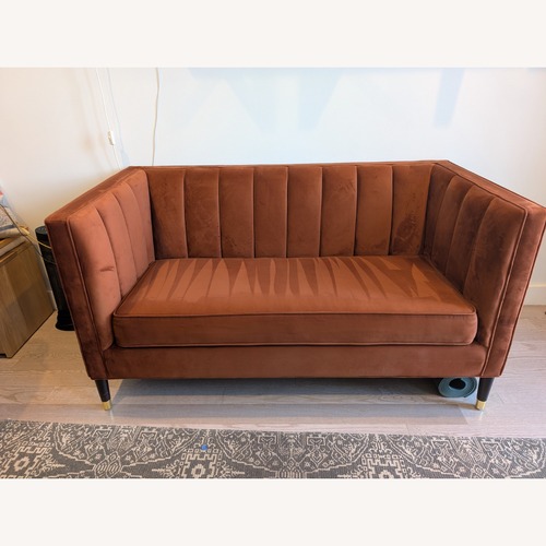 Used World Market Leanna Red Velvet Loveseat for sale on AptDeco