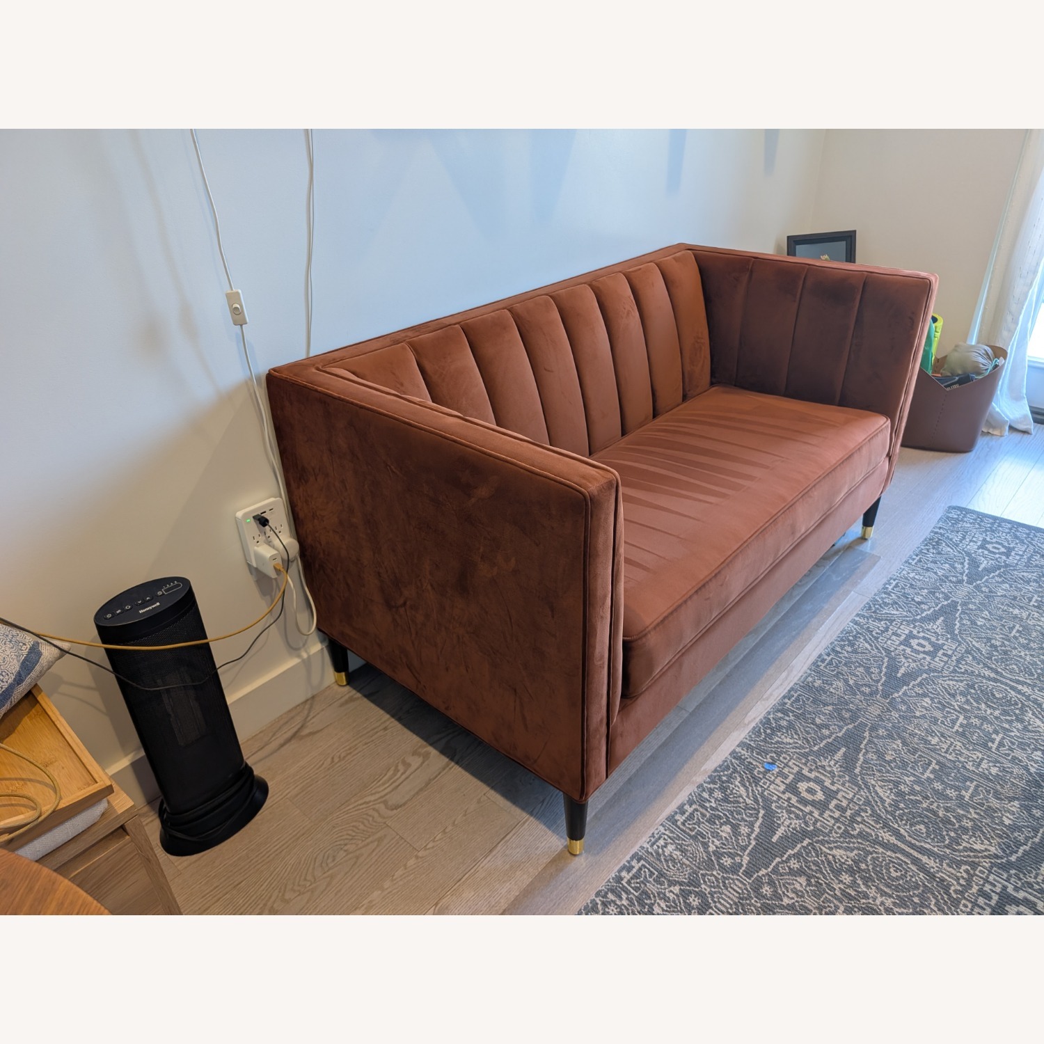 World Market Leanna Red Velvet Loveseat - image-3