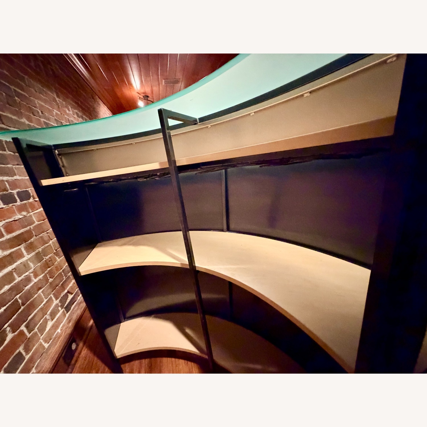 Modern Curved Glass Bar + 5 Swivel Stools - image-4