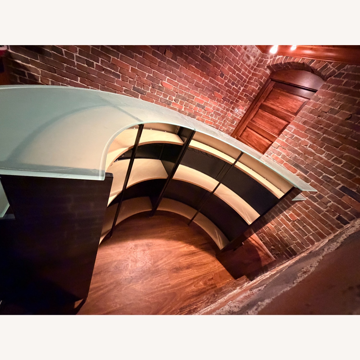 Modern Curved Glass Bar + 5 Swivel Stools - image-7