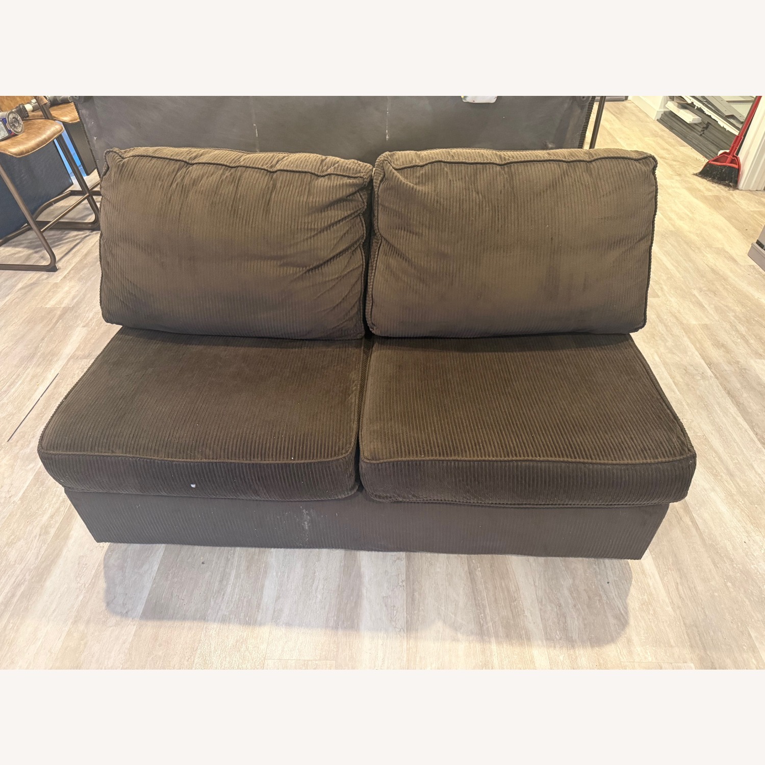 Dark Brown Fabric 3+ Piece Sectional - image-3