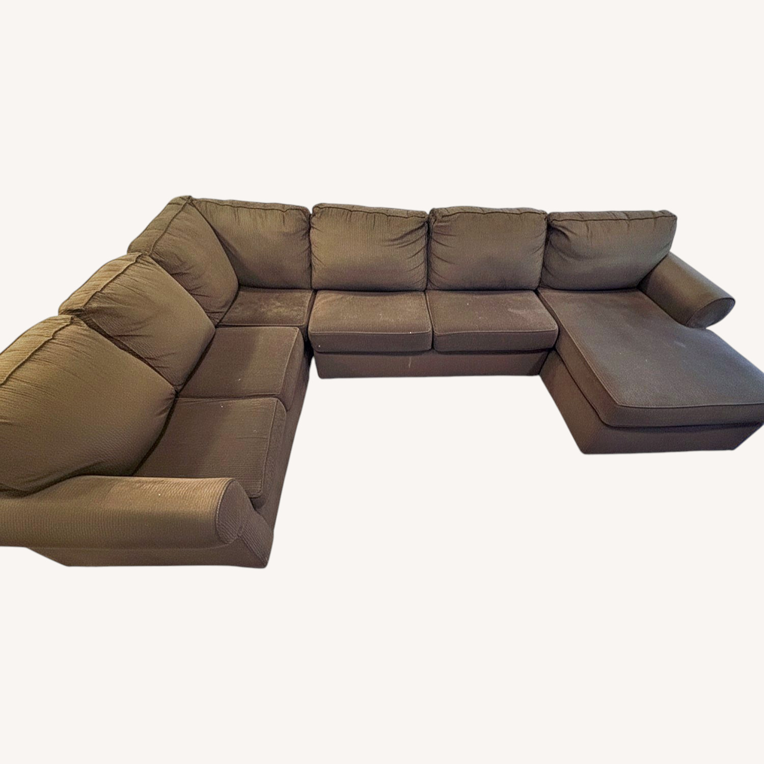 Dark Brown Fabric 3+ Piece Sectional - image-0