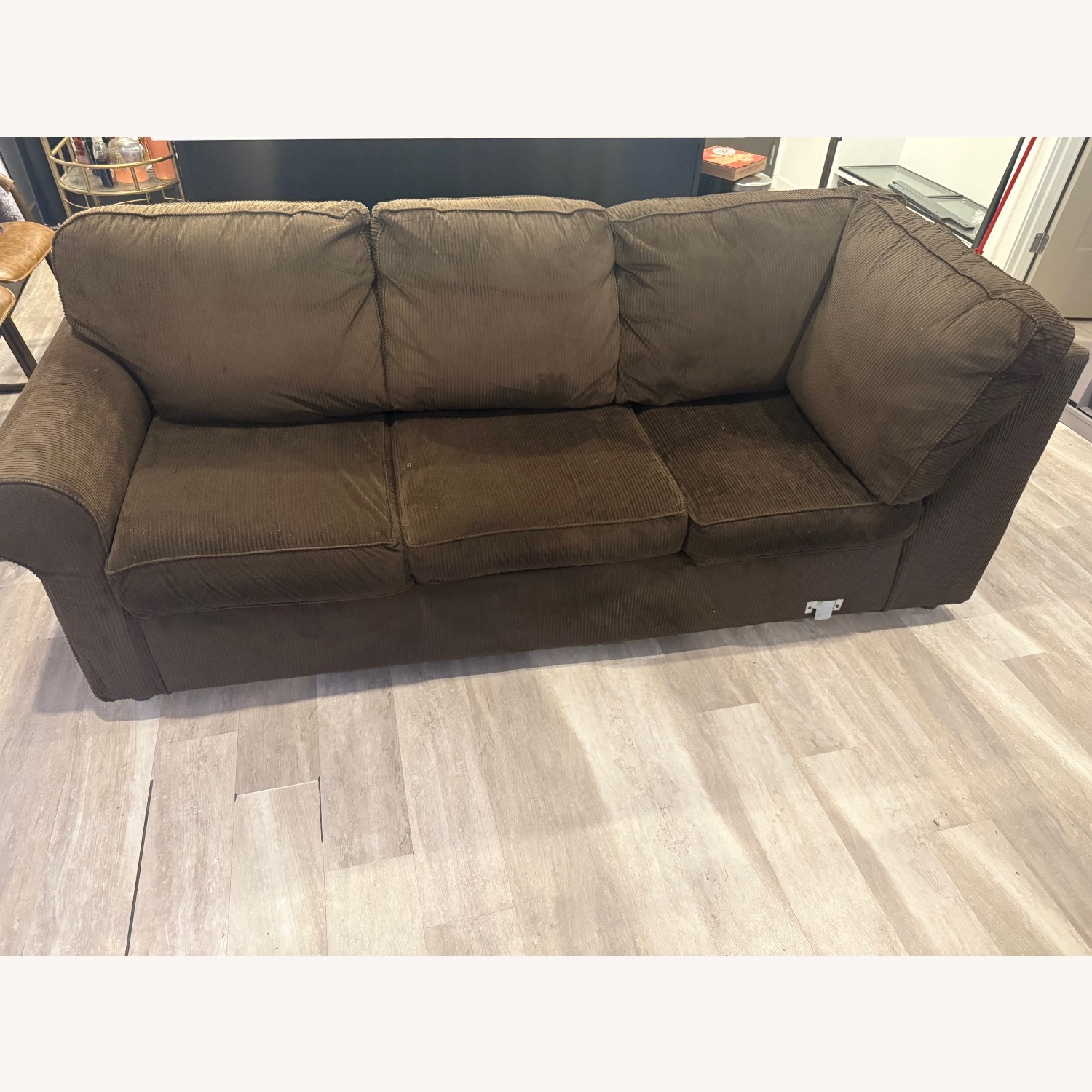 Dark Brown Fabric 3+ Piece Sectional - image-4