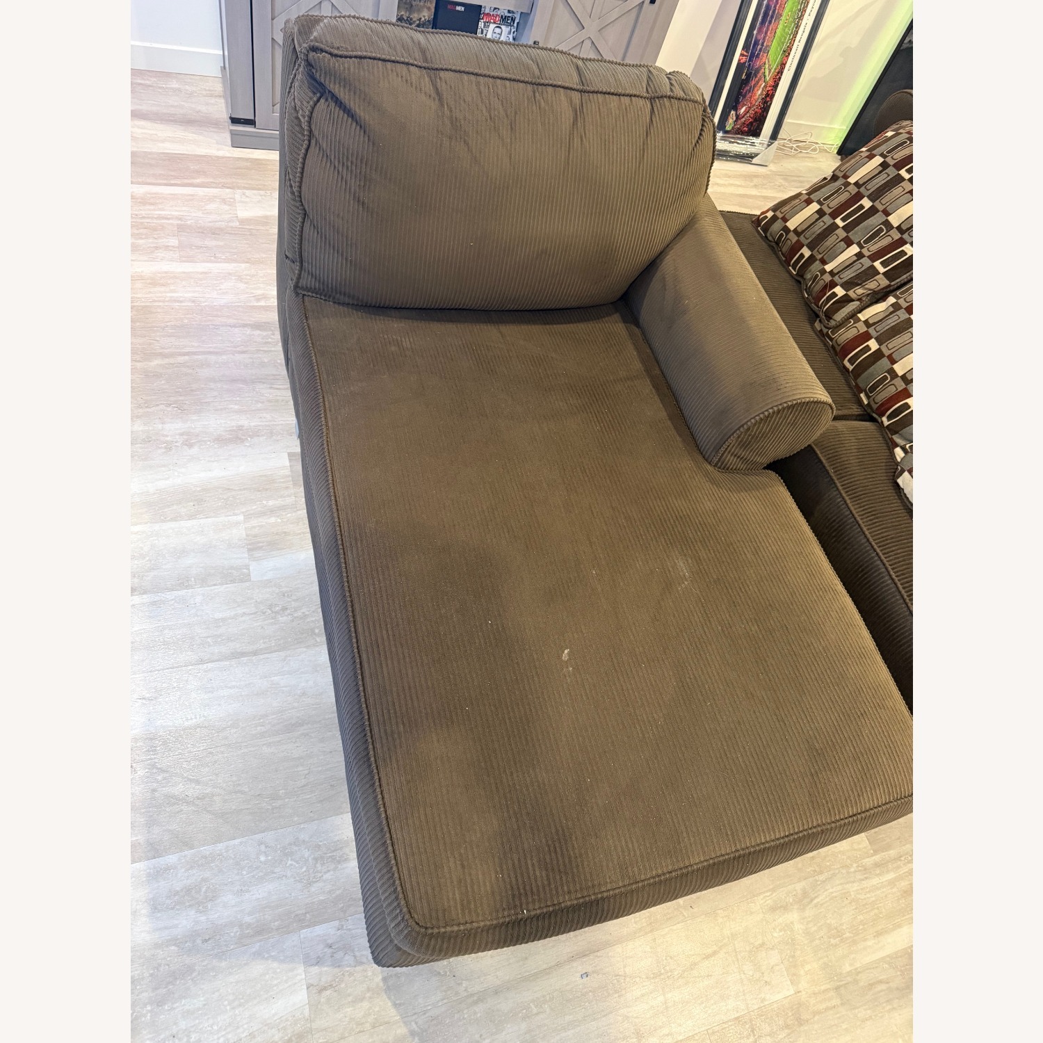 Dark Brown Fabric 3+ Piece Sectional - image-5