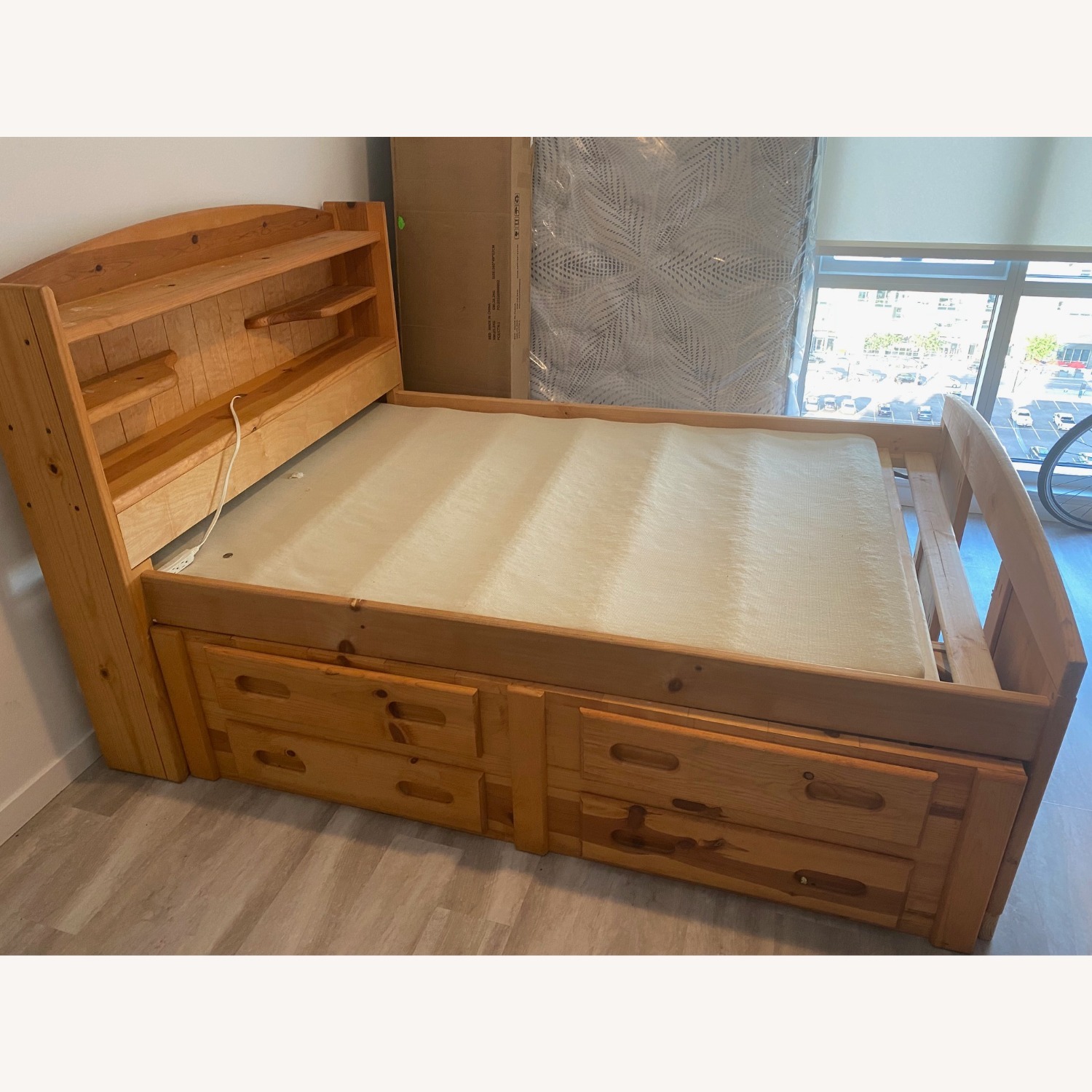 Full Size Wood Bed Frame W Storage and Headboard - image-3
