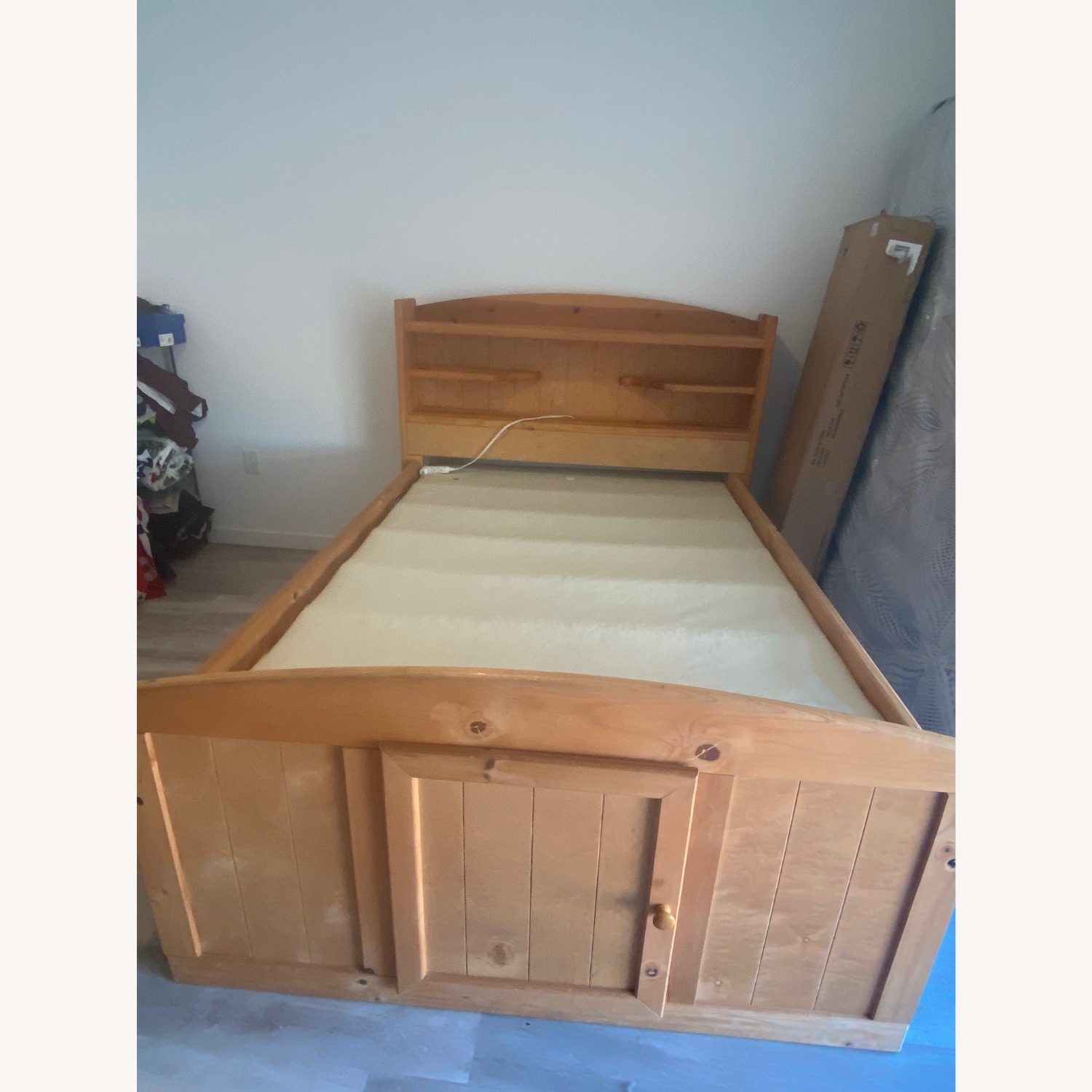 Full Size Wood Bed Frame W Storage and Headboard - image-5