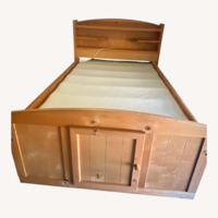 Full Size Wood Bed Frame W Storage and Headboard