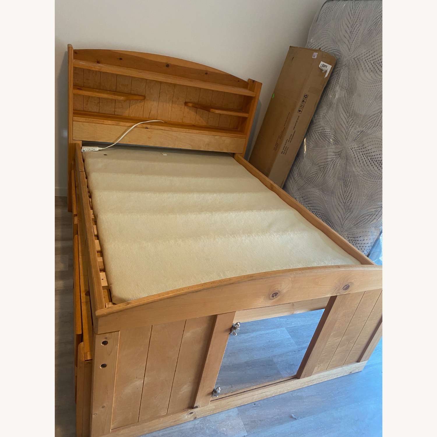 Full Size Wood Bed Frame W Storage and Headboard - image-1