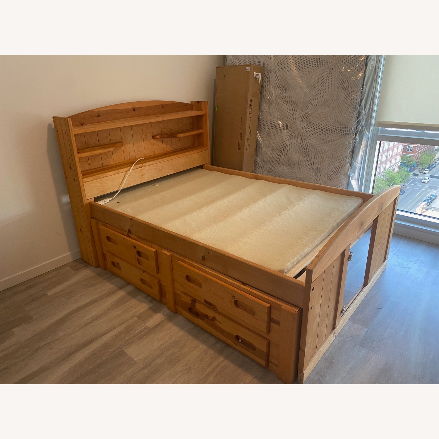 Full Size Wood Bed Frame W Storage and Headboard - image-2