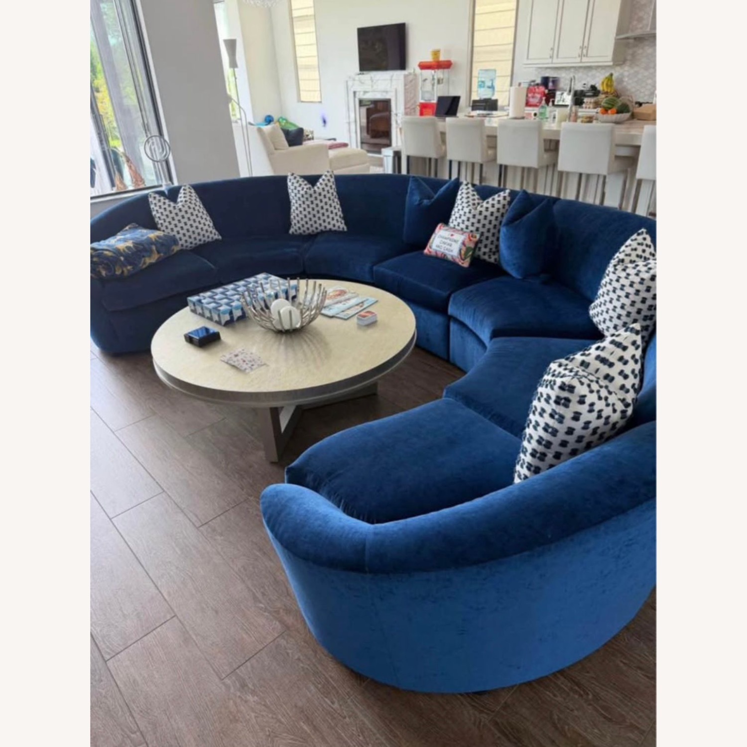 Century Furniture Blue Fabric 3+ Piece Sectional - image-2