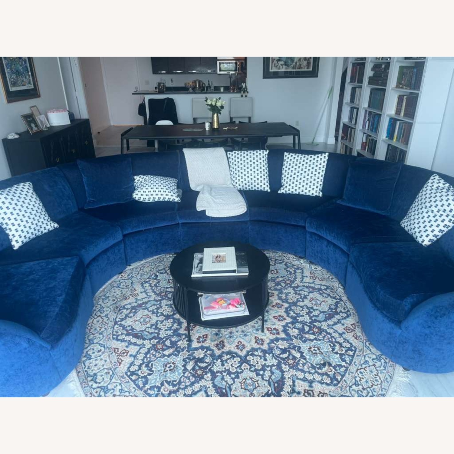 Century Furniture Blue Fabric 3+ Piece Sectional - image-5