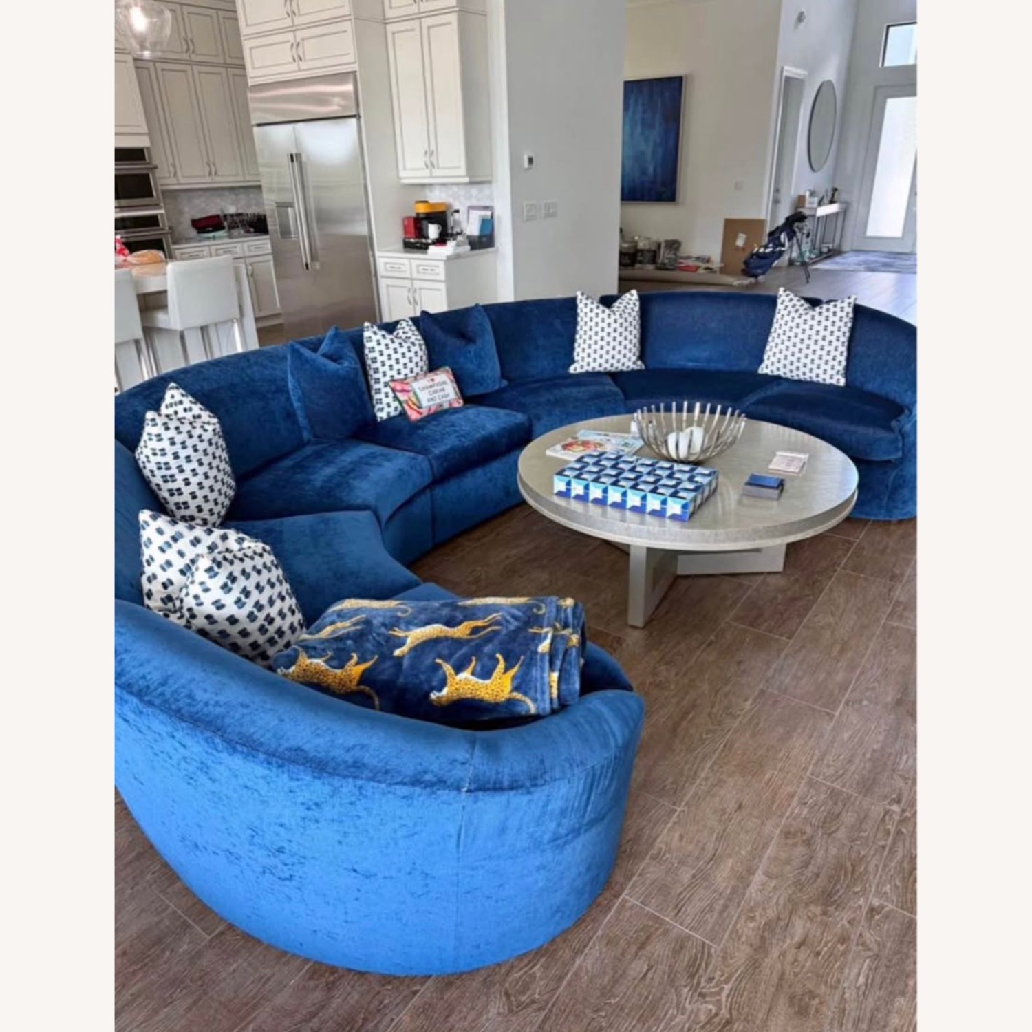 Century Furniture Blue Fabric 3+ Piece Sectional - image-1