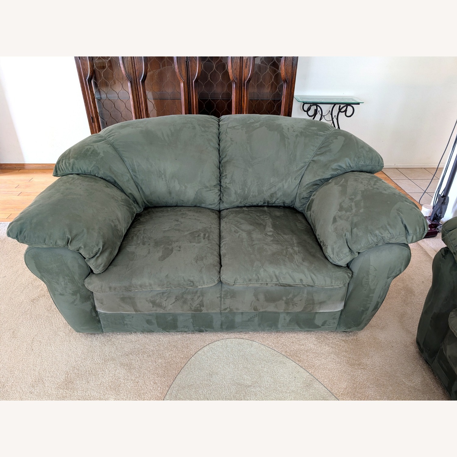 Hunter Green Microsuede Loveseat — Plush - image-1