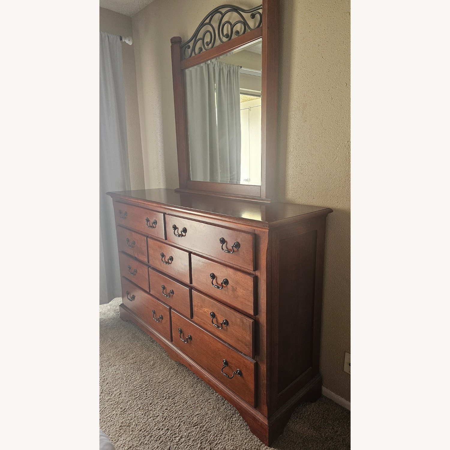 American Drew Dark Brown Wood Dresser - image-7