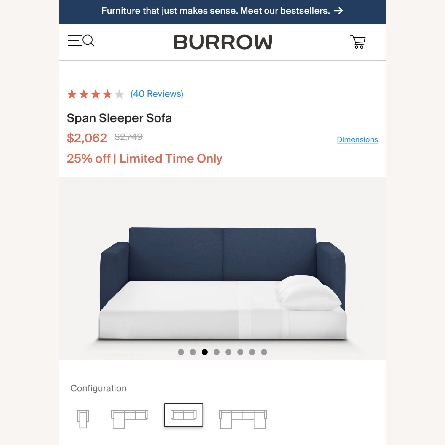 Burrow Span Sleeper Sofa Light Gray Sleeper Sofa - image-3