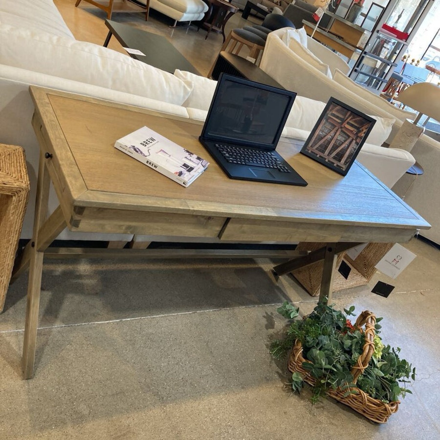 World Market Wood Campaign Desk Light Walnut - image-3